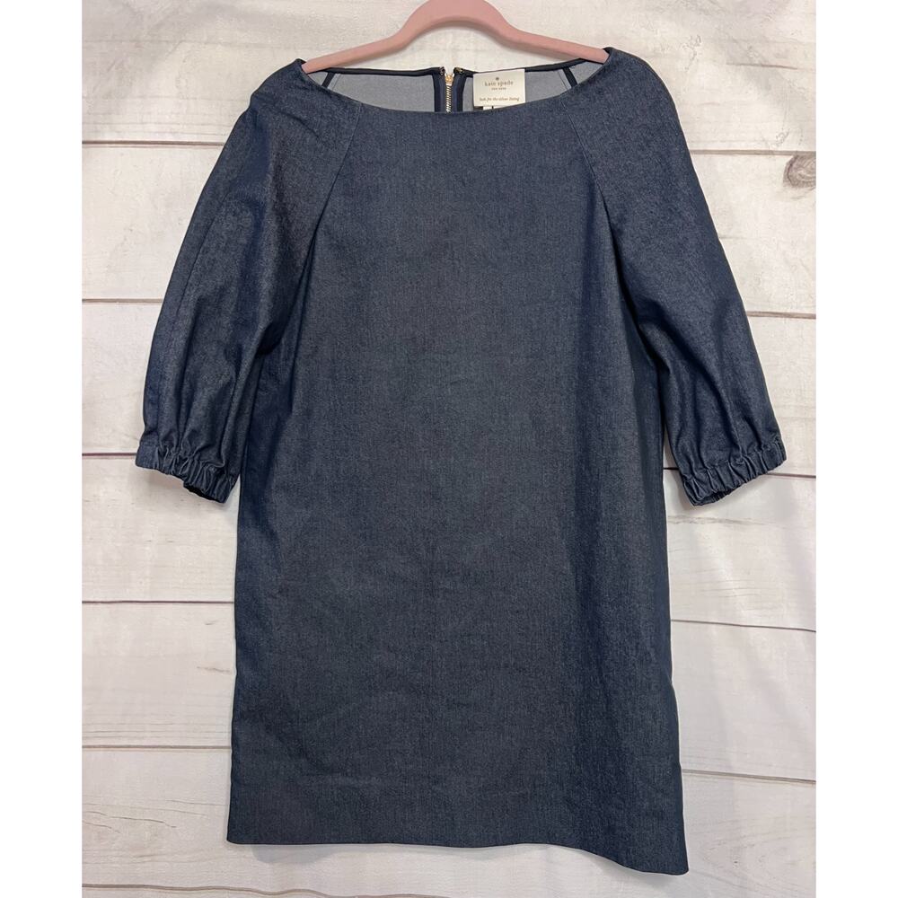 kate spade Navy Denim Puff-Sleeve Mini Dress
